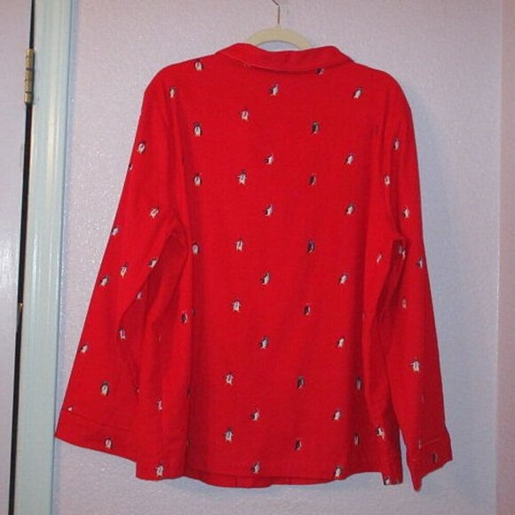 Talbots Womens Flannel Pajamas Size L Dancing Penguins Top & Pants 2 Piece NEW - Picture 4 of 12